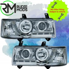 Chrome DRL R8 Projector style Headlights for VW Transporter T4 1990-2003 VW58L27